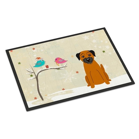 Carolines Treasures Christmas Presents Between Friends Border Terrier Indoor or Outdoor Mat, 18 x 0.25 x 27 in. BB2511MAT